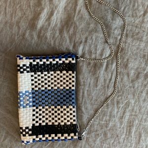 SOLD Skinnydip Woven Purse with Long Chain Strap